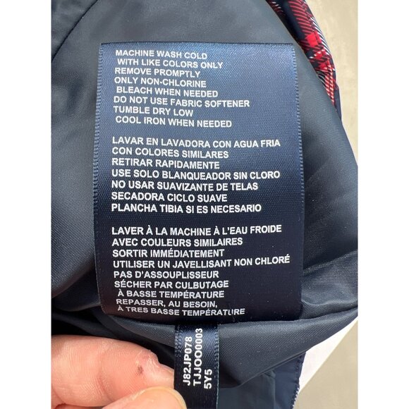 Tommy Hilfiger Full Zip Plaid Quilted Puffer Vest Womens Medium Blue Red Polyest - Picture 6 of 8